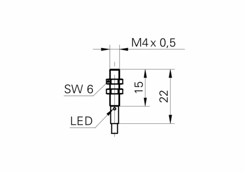 IFRM 04P15B1/L 電感式接近開關(guān)的尺寸圖